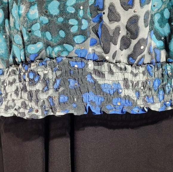 Cathy Daniels Leopard Print Womens Top with Silver Specs (1X) - Picture 6 of 9